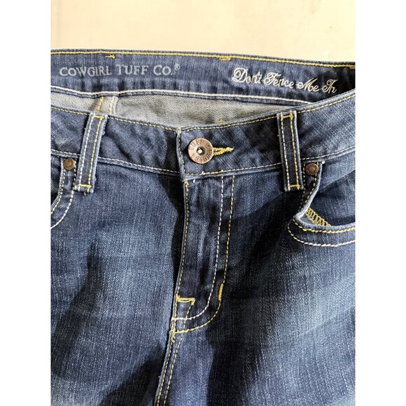 Cowgirl Tuff Co. Don't Fence Me In Bootcut Jeans Womens Size 29L Blue Denim Wes - Picture 2 of 13
